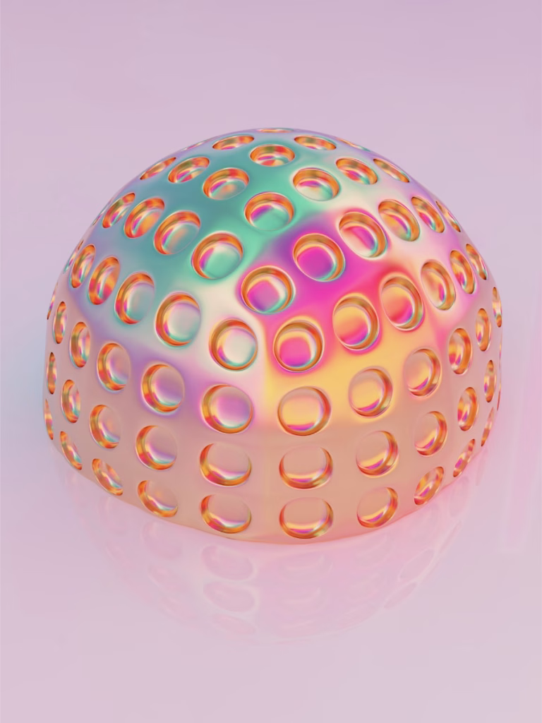 A holographic dome with circular openings.